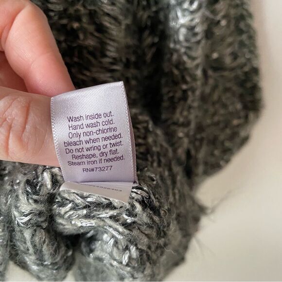 jennifer lopez gray sequin fuzzy flowy sweater size xs - Picture 5 of 8